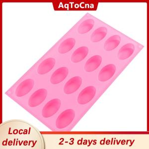 [COD] AqToCna Ship within 24 hours 16 Cavity Oval Shape Soap Bake Mold Silicone Mould Tray Homemade Craft