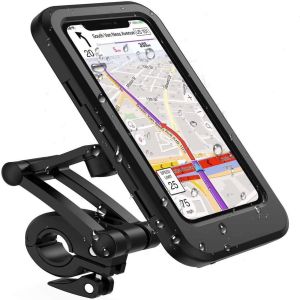 Waterproof Bike Cell Phone Holder for Motorcycle/Bike Handlebars Bicycle Phone Case with Touch Screen Fits for Outdoor Riding