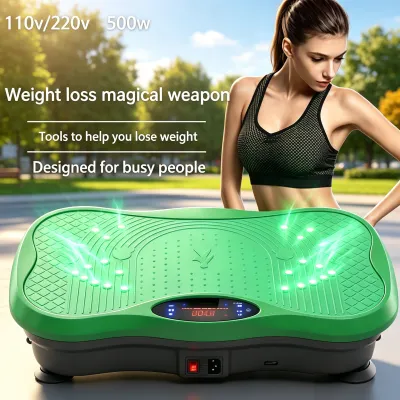 COD+200KG/330lbLBS Exercise Fitness Slim Vibration Machine Trainer Plate Platform Body Shaper with Resistance Bands 220V