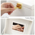 Multifunction Leather Jewelry Box With Lock Watch Earrings Necklace Jewelry Storage Organizer Women Jewelry Case Organizer. 