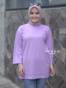 Terlaris Baju Kaos Oversize Denim Blue Lengan Panjang 7/8 Kaos Tren 2024 Kaos Wanita Dewasa Jundo Atasan Muslimah Jumbo Hijab Style OOTD / Trends Store