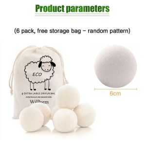 6Pcs Wool Dryer Ball / Organic Wool Clothes Drying Washing Ball / Washing Machine Accessorie