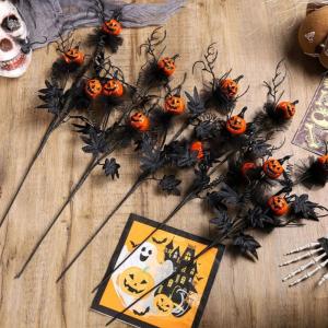 Handmade Floral Arrangement Eerie Pumpkins Maple Leaf Stem for Party or Festival Gatherings Halloween Decoration