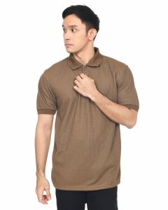 Polo Shirt Pria Waffle Motif Garis Polos Lengan Pendek - Baju Kerah Polo Casual