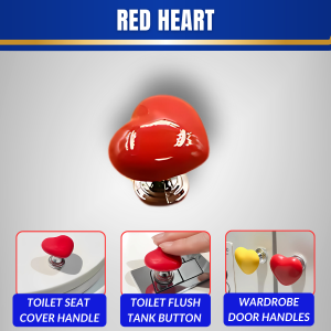 LOJ Toilet Tank Button Love Heart Shaped Water Tank Button Presser Free Adhesive Penekan Tandas马桶按压器