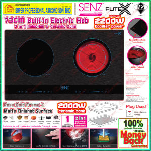 SENZ ENZO SZ-CH8360AC intelSync Cooker Hood with Nano Coating Glass Panel / SENZ Electric Hob SZ-RI6200i 2 in 1 Smart Cooker | Free Gift