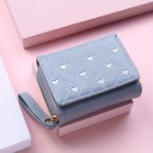 Women Heart Embroider Wallet Premium PU Leather Tri-fold Coin Purse Female Multi-Card Short Wallet