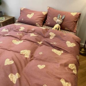 (không kèm ruột chăn) 💓 Bộ 5 Món Vỏ Chăn Ga Gối mẫu Tim Xước chất Coton poly cao cấp 💓 (mền mỏng không kèm ruột có khóa kéo)