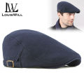 LouisWill lelaki style Cotton Knitted Autumn and Winter Outdoor Sunscreen Peaked Fashion Retro British Style Golf Flat Caps Casual Hats Berets Men beret hat for men topi golf. 