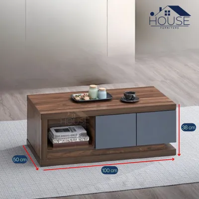 MYHOUSE FURNITURE TOME SERIES 3 FEET COFFEE TABLE MEJA KOPI CABINET WALNUT GREY COLOR