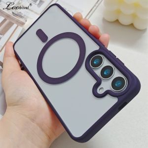Luxury Transparent Acrylic Case for Samsung Galaxy S24 Ultra S23 FE S22 Plus Magnetic Clear Shockproof Ultra Slim Cover