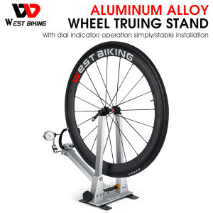 WEST BIKING Bicycle Wheel Truing Stand With Dial Indicator Gauge Aluminum Alloy Professional MTB Road Bike Wheel Repair Tools Rims Correction Stand Bicycle Calibration Stand