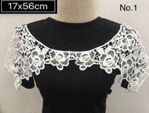 White Embroidery Lace NeckLine Collar Patch Cotton Flower Lace Collar Applique Wedding Bridal Lace Sewing Dress DIY Trim
