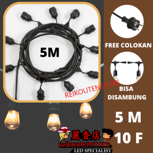 5M10F Kabel Fitting Gantung 5METER 10Fitting CAFE 5Meter LAMPU TAMAN LED Outdoor KAFE DEKORASI HIAS