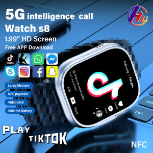 【Play Tiktok】Xiaomi S8 Ultra 4G Card Edition Call Smart Watch Google App NFC Android 8.0 for Men Full Touch Screen Women Watch S8 Ultra