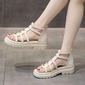 [Free Shipping] WomenS Roman Sandals New Summer Style Thick-Soled Open-Toe Closed-Back Zipper Fashion Casual Sandals