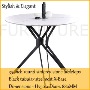 Alexia sintered stone tabletops black tubular steel post multipurpose table. Only Available in Klang Valley. Installation Included.
