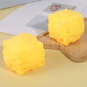CHAMPIONBABY 5cm Cheese Squeezed Cube Super Soft Realistic Slow Rebound Fidget Toy Novelty Hand Relax Cheese Stress Ball Office Desk Toy