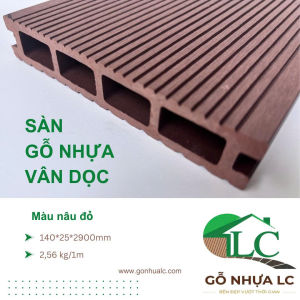 MÃ 140*25A Sàn gỗ nhựa vân dọc màu nâu đỏ gỗ nhựa LC lót hồ bơi sân vườn lối đi bền đẹp vượt thời gian