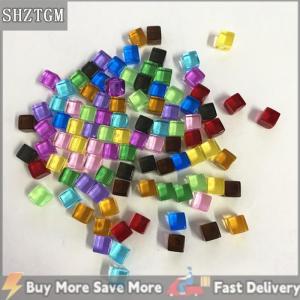 [COD] SHZTGM 50ชิ้น/เซ็ต8mm CLEAR Cube สีสันคริสตัลสแควร์มุมโปร่งใสลูกเต๋าหมากรุก