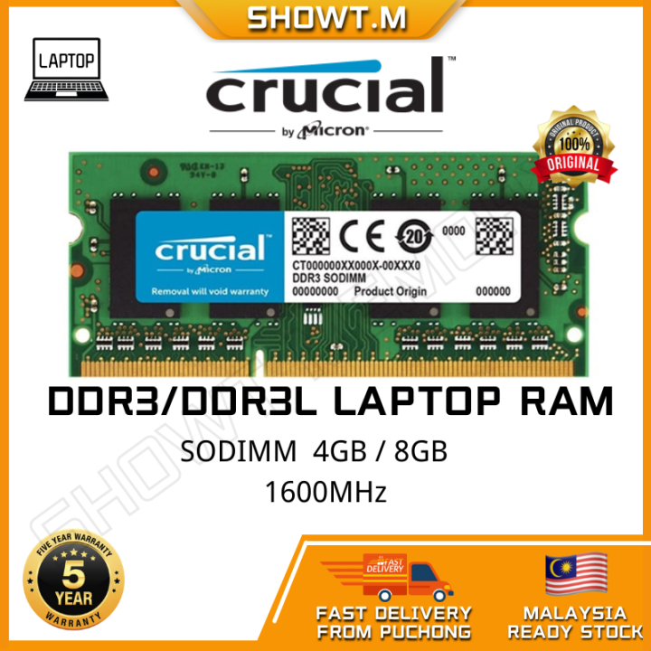 thumbnail image 2 of Crucial DDR3 / DDR3L SO-DIMM Laptop RAM - 4GB Or 8GB - 1333MHz 1600MHz 1866MHz 2 of 5
