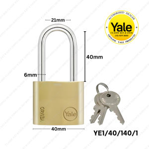 Yale Long Shackle Padlock Solid Brass YE1 Essential Series 20mm 25mm 40mm 50mm