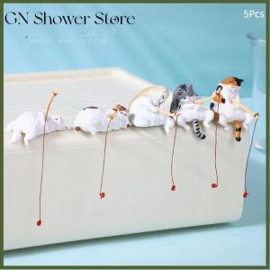 [GN Store] 1 5Pcs New Fish Tank Fishing Cat Hanging Mini Creative Landscape Decoration Aquarium Fish Tanks Ornament Miniature Figurines