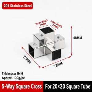 WENKEN 20mm 30mm Khớp nối ống vuông Hai/Ba/Bốn/Năm chiều Góc vuông Ốc nối ống Bền bỉ Công suất lớn Khớp nối ống Khung công nghiệp