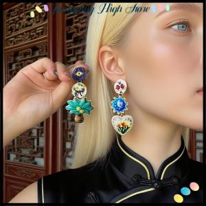 【Jumpping】 ต่างหูแบบห้อยทำจากอัลลอยด์สุดสร้างสรรค์แนววินเทจต่างหูแบบห้อยทำจากต้นปาล์มดอกไม้สำหรับผู้หญิงใช้ในงานเลี้ยงงานเลี้ยงแฟชั่นของขวัญเครื่องประดับสำหรับผู้หญิง