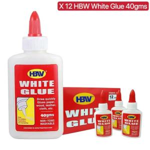 12 - piece Box of 40g HBW Washable White Glue - Large Capacity Multi - purpose for School and Office