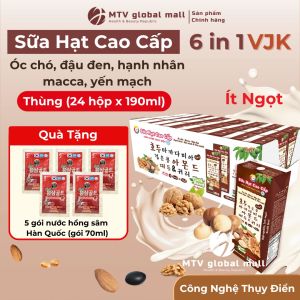 Sữa Hạt Dinh Dưỡng Óc Chó Hạnh Nhân Macca Đậu Đen Yến Mạch 6 In 1 VJK Hộp 190ml