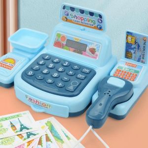 【Free Shipping】Cashier Machine Toys Baby Supermarket Cash Simulated Swipe Scan Register Casher Children Pretend Play Set Kids Gift