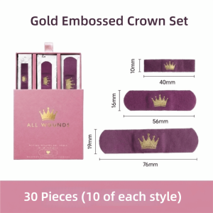 NEXTYOO 30PCS/Box Hộp quà Băng vải co giãn Phim hoạt hình thoáng khí Vải dẻo Băng dán hoạt hình Vương miện tình yêu Băng dán vết thương Dành cho trẻ em