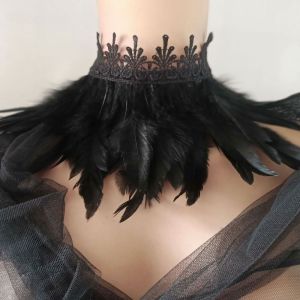 MMLUCK Victoria Tự nhiên Punk Trang phục dự tiệc Đạo cụ cosplay Cổ áo ren Quấn cổ Vòng cổ Vòng cổ lông vũ