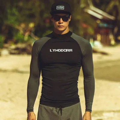 SAILBEE Men UV Protect Swimwear Long Sleeve Swimsuit Mens Rashguard Surfing Rash Guard Surf Shirt For Swimming Diving suit