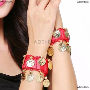 [COD] WEICHENG 1Pcs Belly Dance Metal Bracelets Belly Dancing Wrist Ankle Cuffs Bracelets Chiffon Belly Dance Accessories