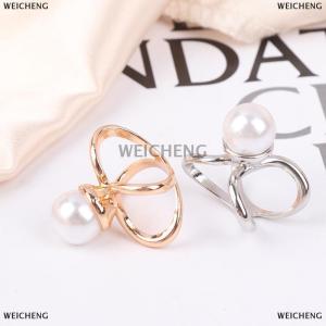 [COD] WEICHENG Fashion Scarves Buckle Women Brooches High-Grade Scarfs Buckles Stainless Steel Ring Scarf Clip Metal Brooch