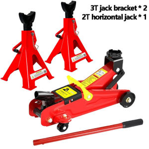 Fast Delivery⚡3 Ton Steel Jack Auto Stands with Jack set available for selection with Extra Rubber Pads for Trucks HomeGarageLifting1 Pair Red