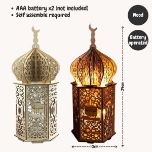 [SG Seller] Hari Raya Wooden Decor Lamp Eid Mubarak Ramadan Hanging Sign Banner Home Decoration