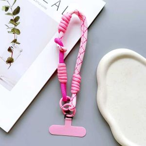 JS SHOP Colorful Braided Mobile Phone Lanyard with Card Anti-lost Hand Wrist Straps Chain Universal Phone Hanging Rope