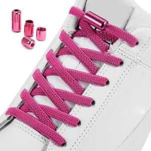 1 Pair No Tie Shoelaces For Sneakers Elastic Shoe Laces Round Colorful Metal Lock Lazy Shoes Lace Quick put on and take off