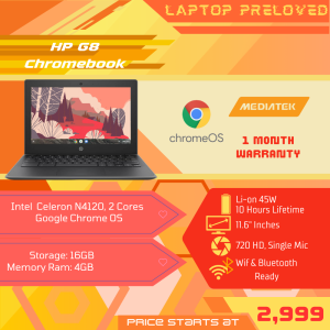 HP G8 | Chromebook | Intel Celeron N4120 | 4GB RAM | Good for Online class and Office use | Preloved