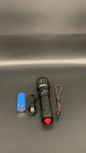 Heavy Duty Tactical LED Flashlight 1300LM Zoomable Camping Torch Light Portable with LCD Battery Display Tungsten Steel Hammer for Night Patrol Work