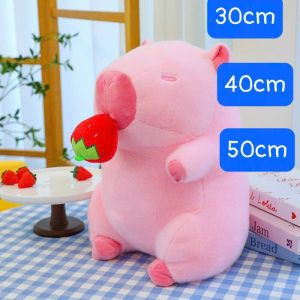 Gấu bông capybara đồ chơi sang trọng ăn dưa hấu dâu tây cà rốt capybara gối búp bê Thú Bông Thú Nhồi Bông Toy Voi
