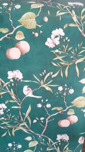 Wallpaper Sticker Dinding Motif Pohon Apel Dasar Hijau Tosca Elegant Cantik Cocok dekorasi rumah ruang tamu kamar tidur wallpaper kwalitas premium tahan air minyak berwarna