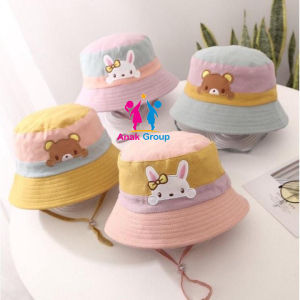 topi bucket anak perempuan hello kitty dan beruang lucu usia 1bulan - 8  tahun