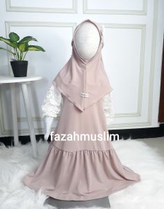 gamis bayi perempuan newborn akikah set hijab baju muslim anak perempuan fazah muslim