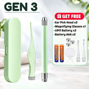 HEVEA1set Baby Ear pick Tool LED Flashlight 5Times Magnification Ear Wax Remover Booger Tweezer Clip Curette 发光耳勺耳夹放大镜镊子