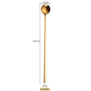 Fypo 304 stainless steel Long Handle Coffee Spoon Tea Scoop Coffee Stirring Spoon Milk Ice Dessert Cake Spoon Kitchen Tableware Coffee utensils
