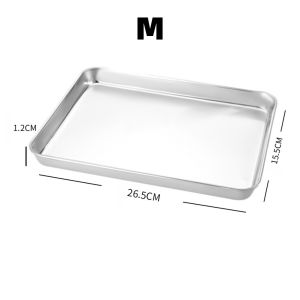S/M/L Size Rectangle Classic Silver Color Stainless Baking Oven Tray Metal Tray Dishes Dessert Tray